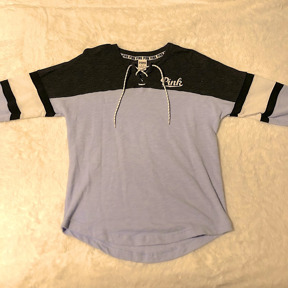 long sleeve pink brand shirt